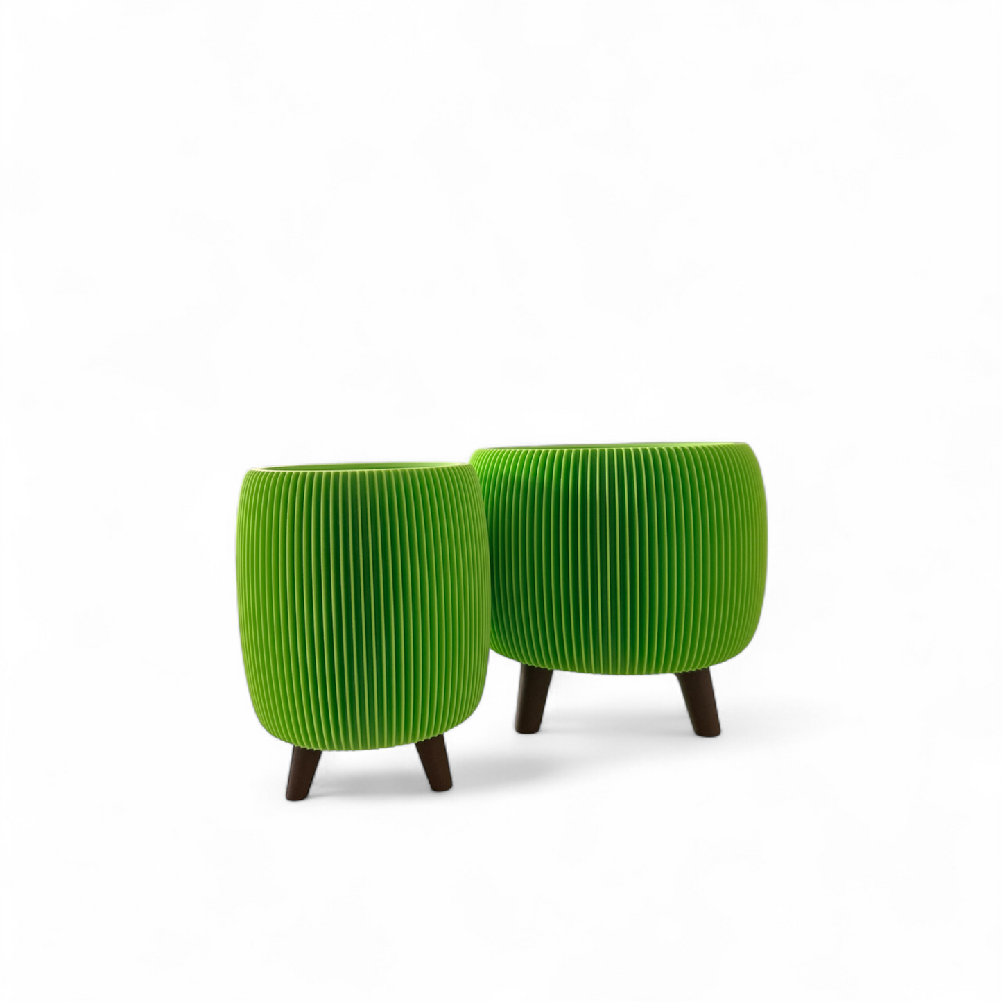 Retro Ribbed Planter - Lime