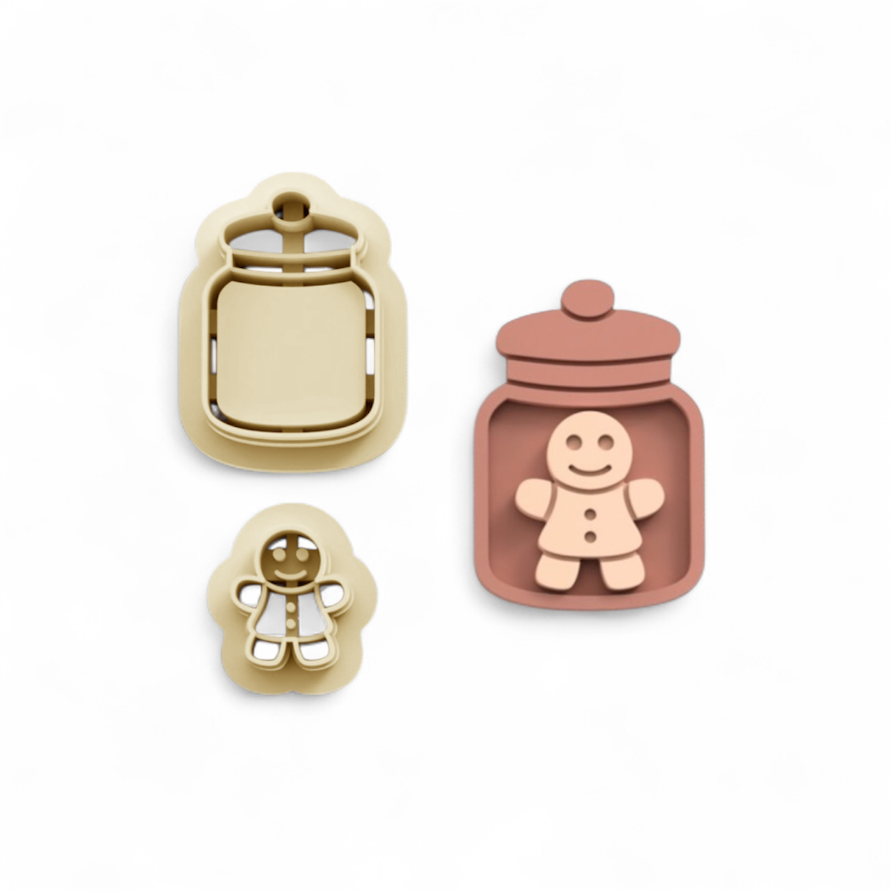 Gingerbread Jar Polymer Clay Cutter 25mm with sharp edge for precise Christmas jewellery crafting in UK-made high grade PLA