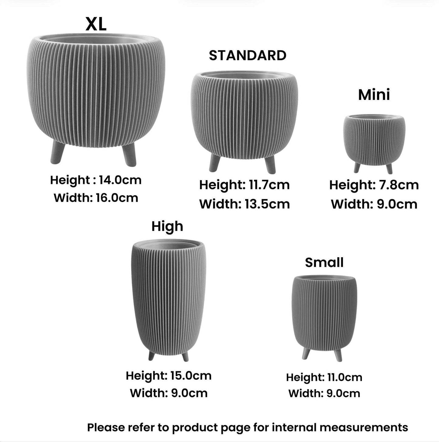 Retro Ribbed Planter in soft pink with ribbed texture and raised feet, ideal for indoor plants