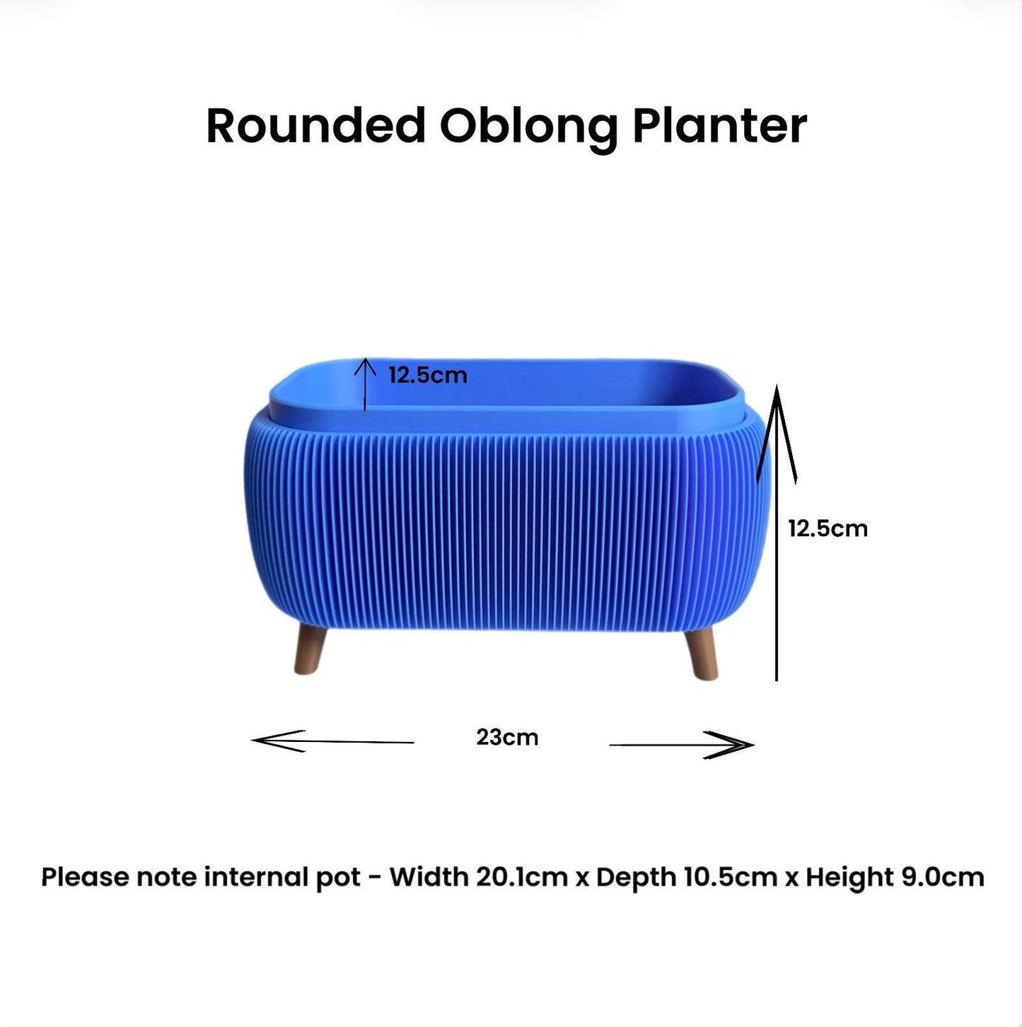 RETRO ROUNDED OBLONG PLANTER TRUE BLUE
