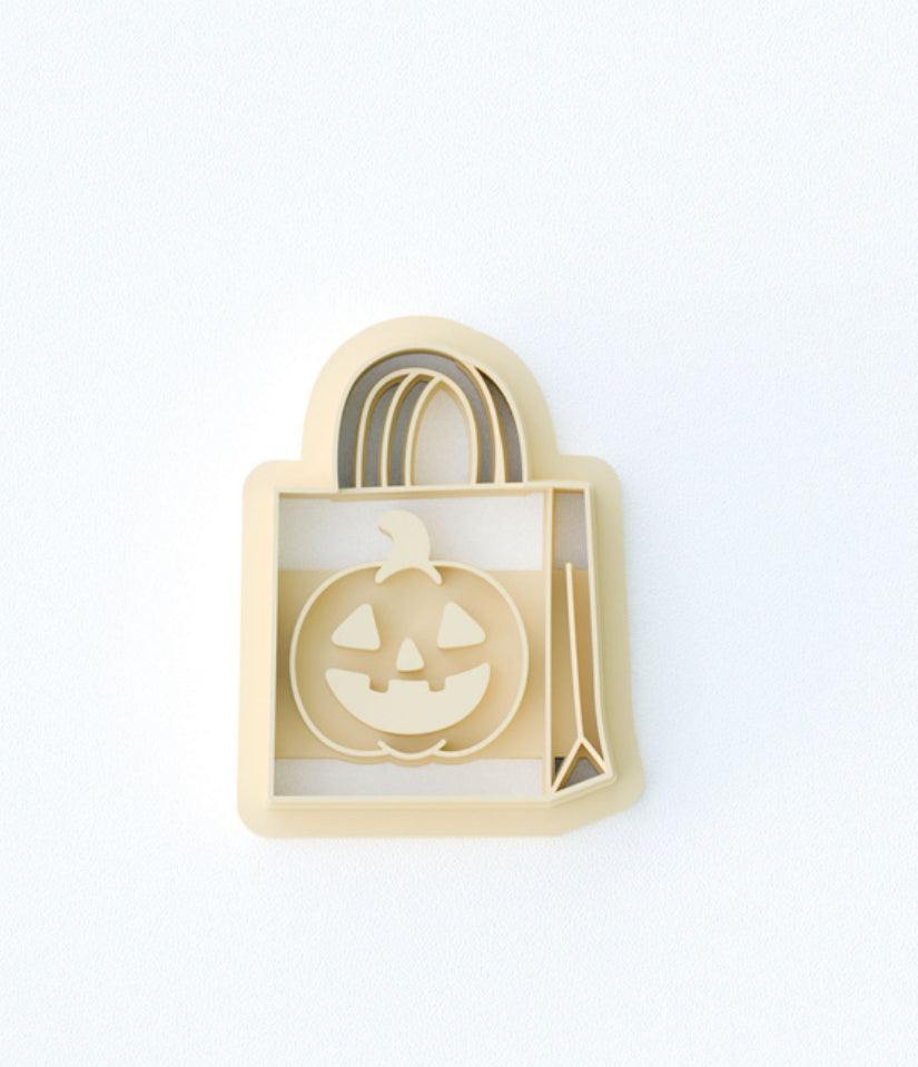 Trick or Treat Sweetie Bag Cutter 25mm for detailed Halloween clay crafting, made from high-grade PLA in the UK.