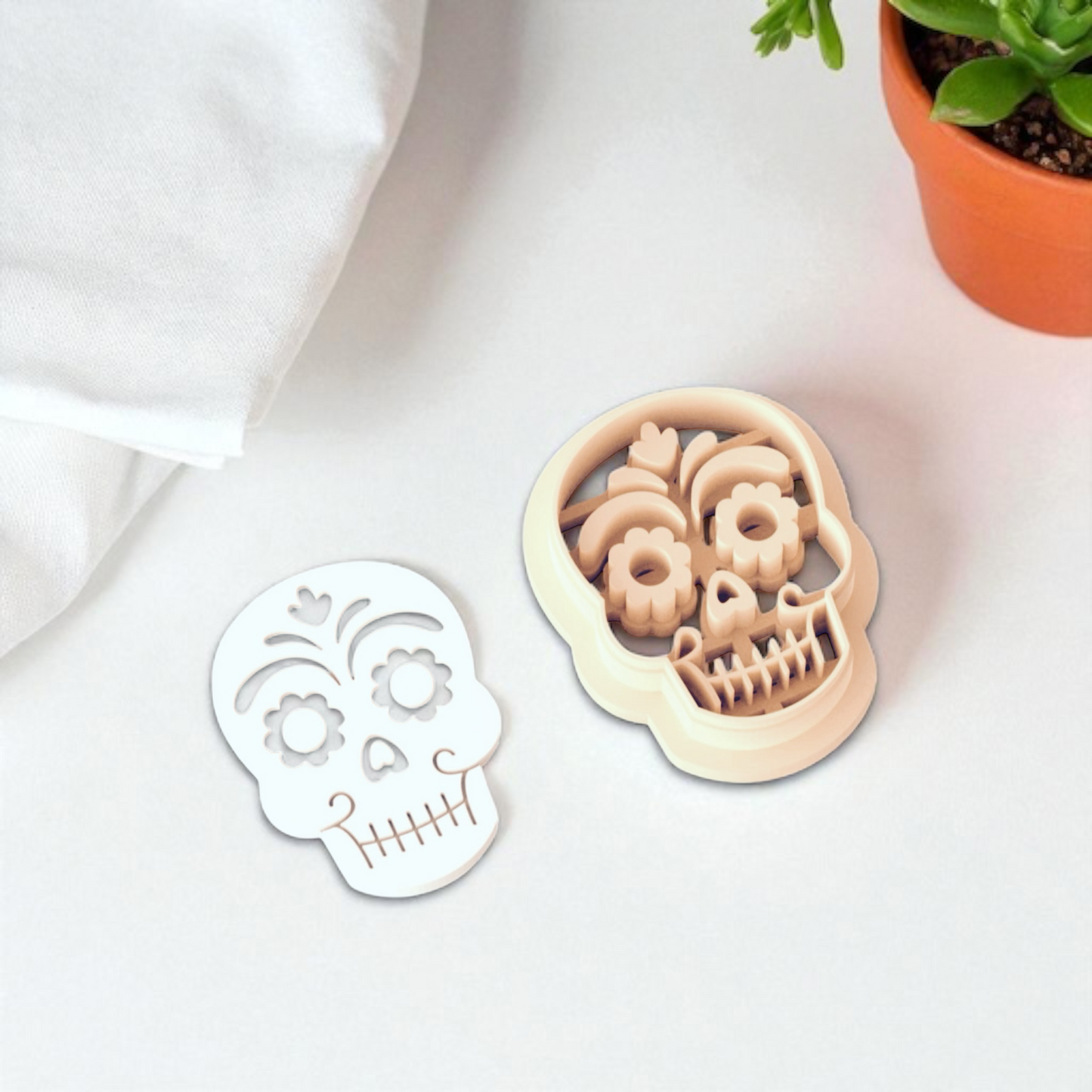 Sugar Skull Clay Cutter with 25mm sharp edge for detailed clay work made from high-grade PLA