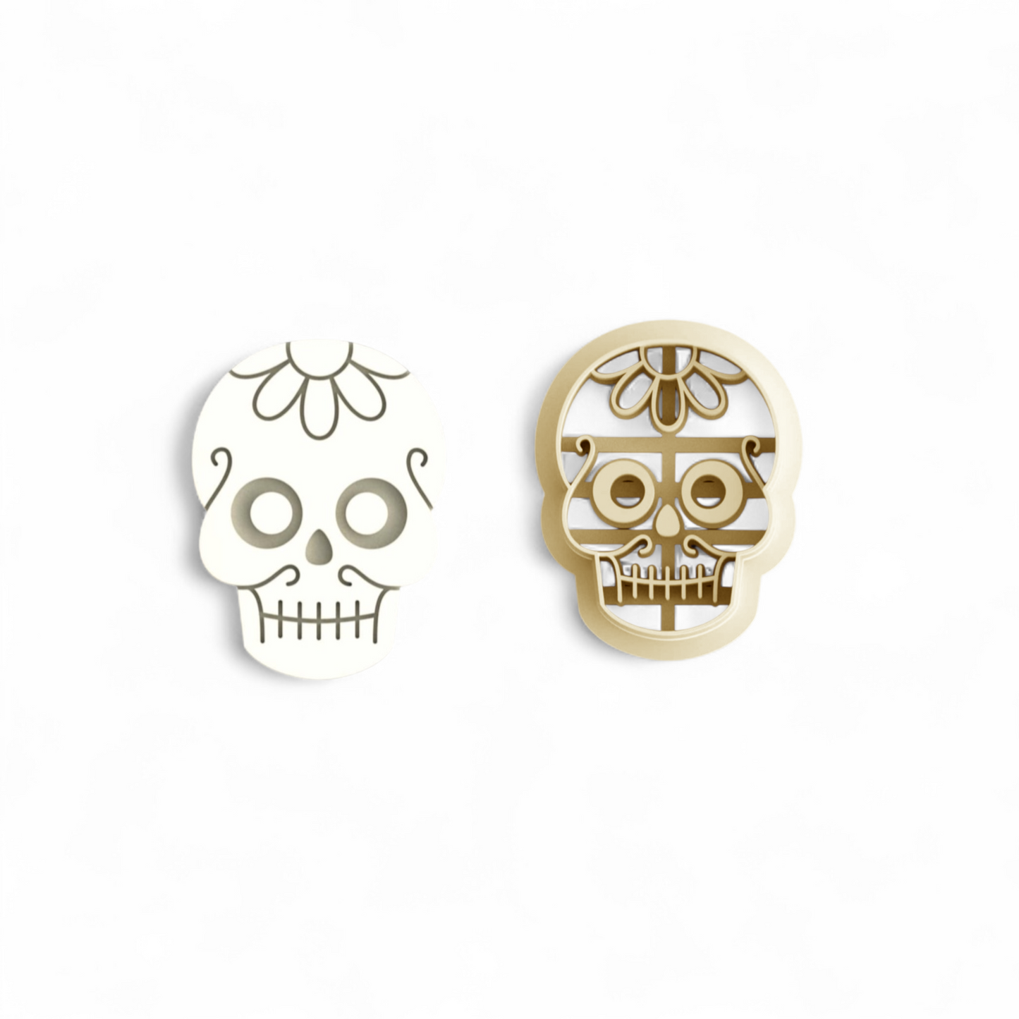 Sugar Skull Floral Clay Cutter with 25mm sharp edge for precise clay sculpting, made from durable UK PLA