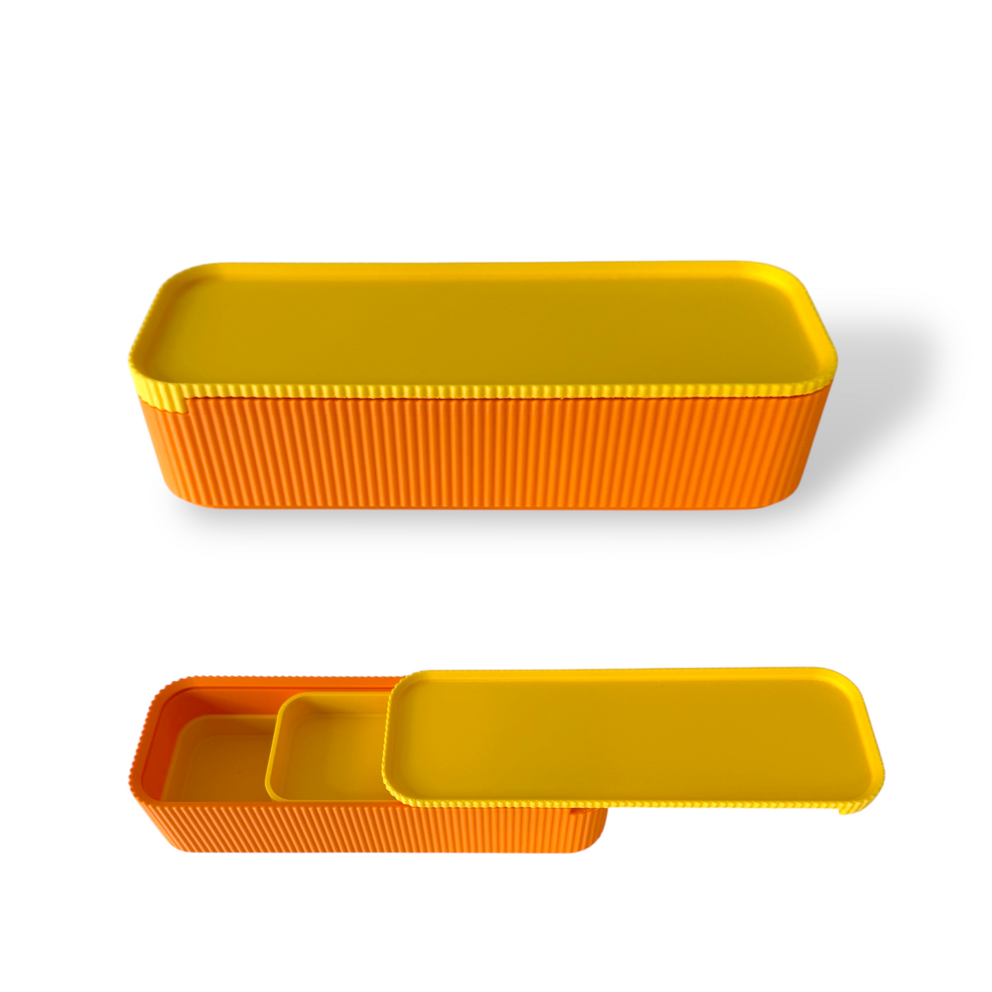 Orange and Yellow Pencil Case with Sliding Lid