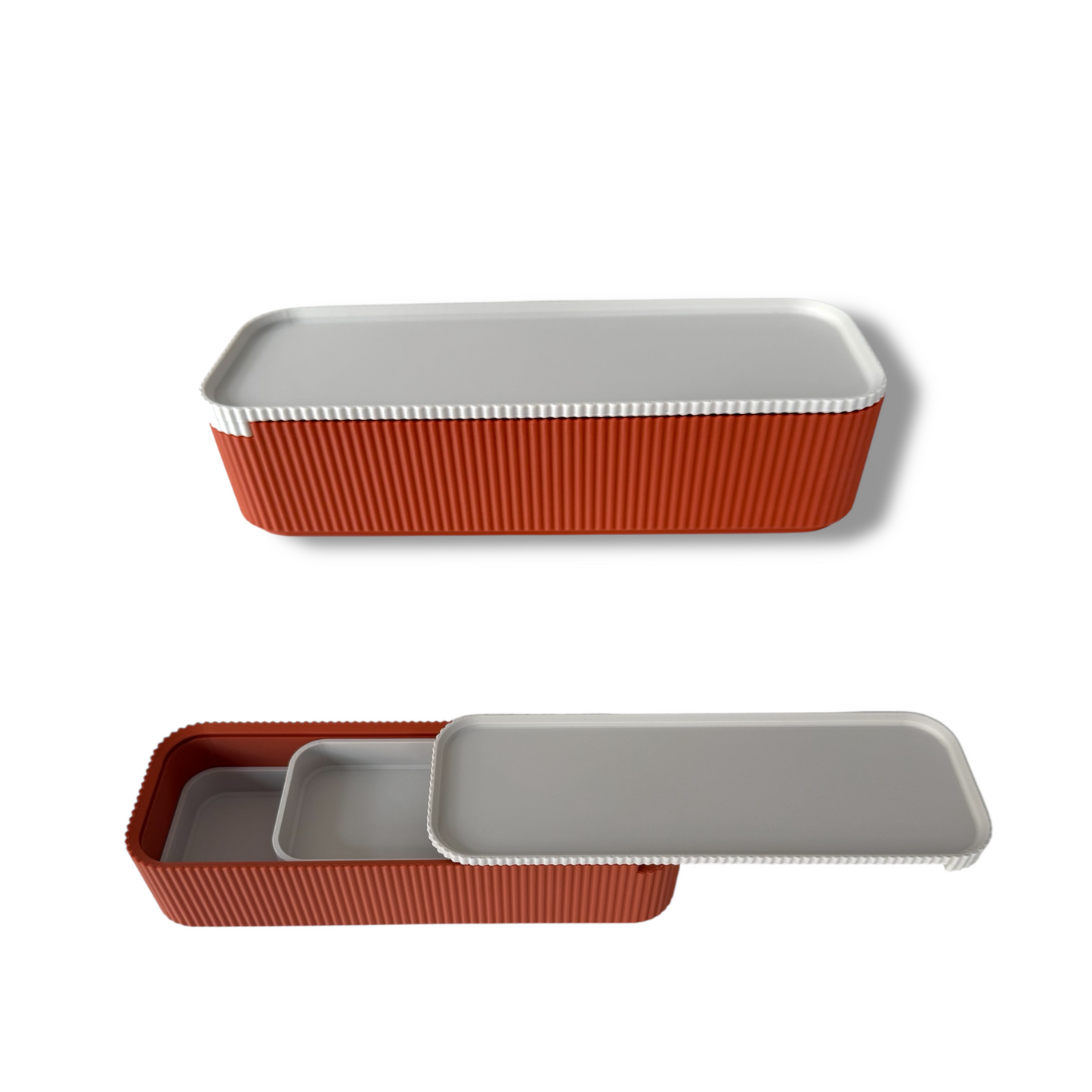 Terracotta and Bone Pencil Case with Sliding Lid