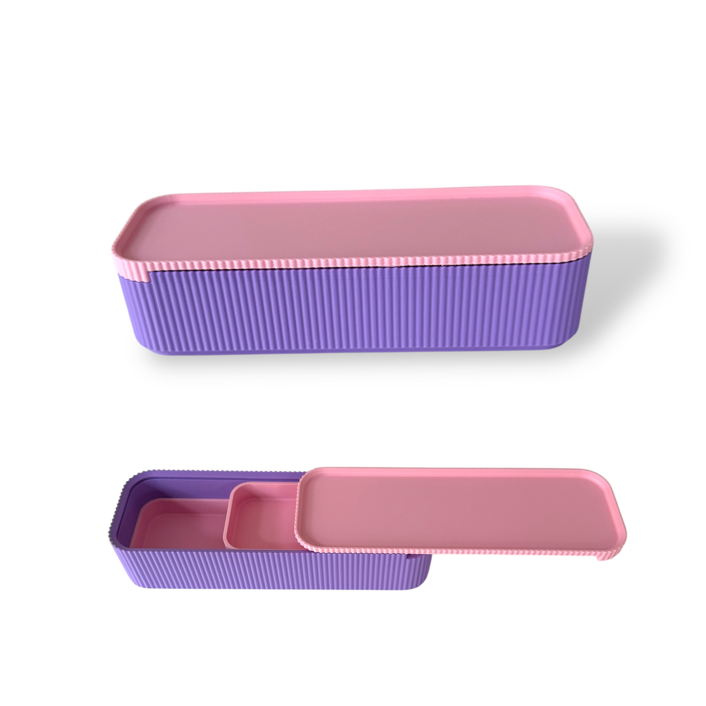 Lilac and Pink Pencil Case with Sliding Lid