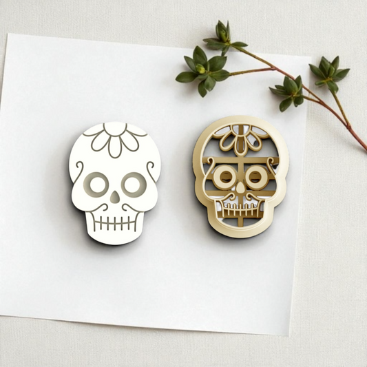 Sugar Skull Floral Clay Cutter