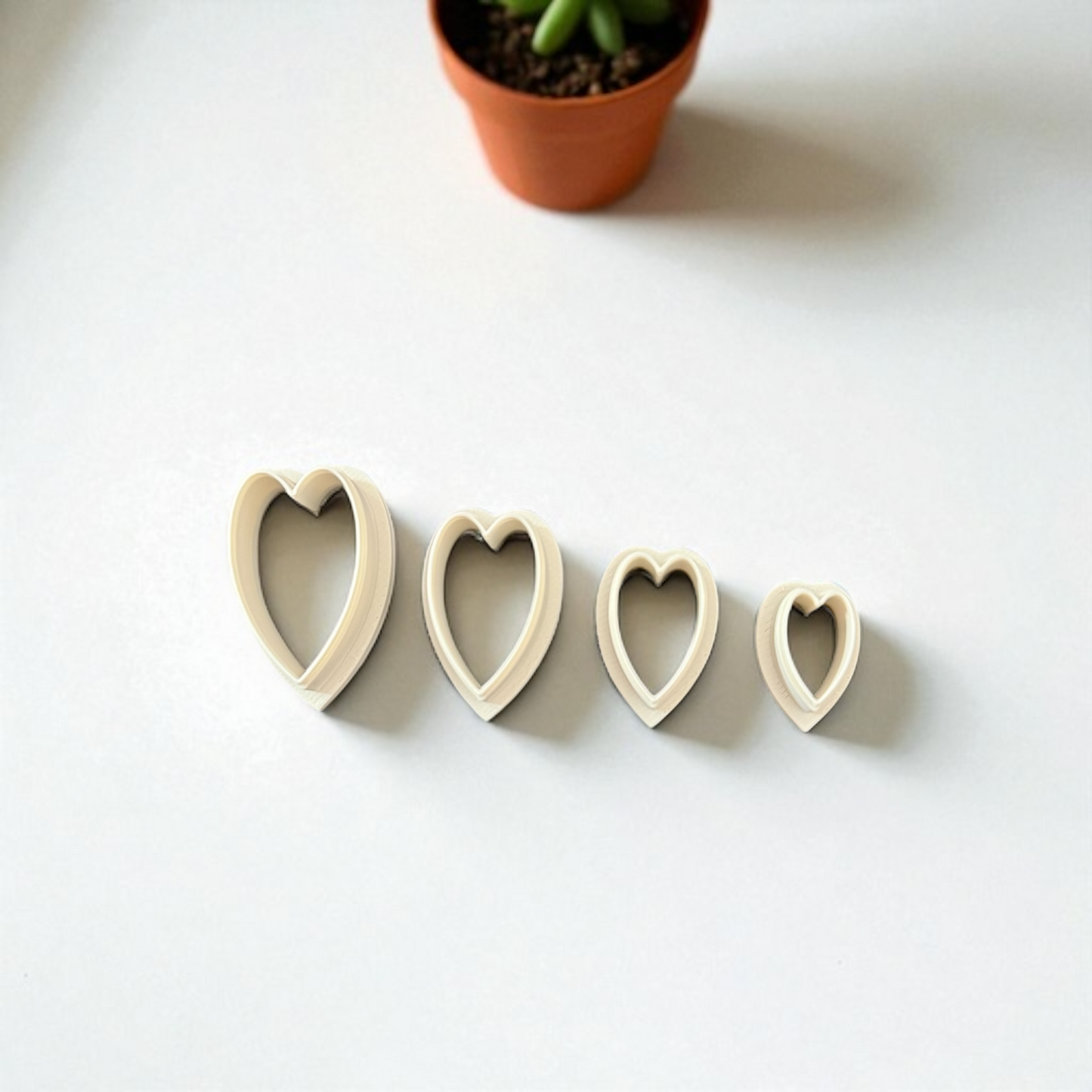 Long Heart Clay Cutter Set with sharp edges for precise clay sculpting, available in multiple sizes