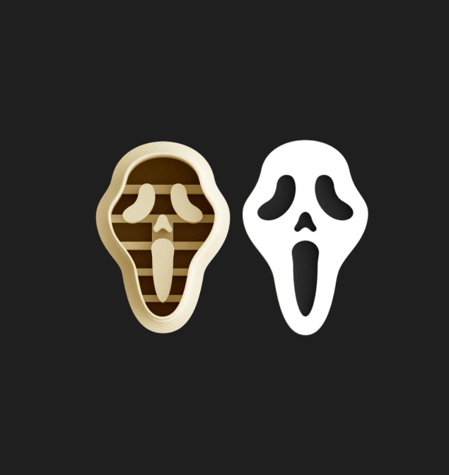 Scream Mask Clay Cutter in two sizes for precise, sharp clay sculpting with high-grade PLA, made in the UK