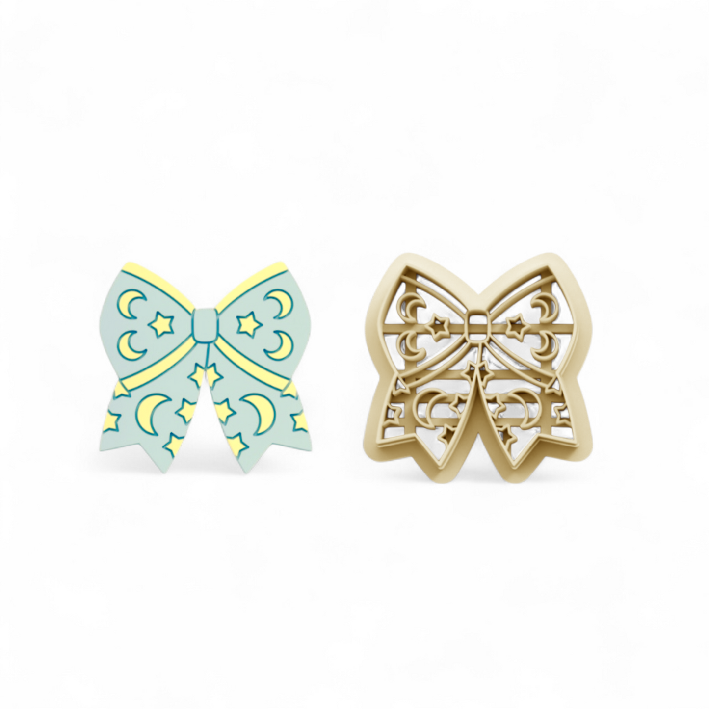Night Stars Bow 25mm clay cutter with sharp edge and starry design for precise sculpting