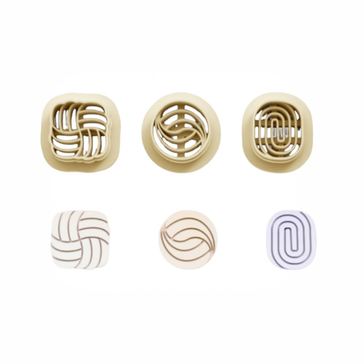 The Maze Cutter Set 15mm with 3 sharp maze pattern cutters for detailed clay work made from high-grade PLA