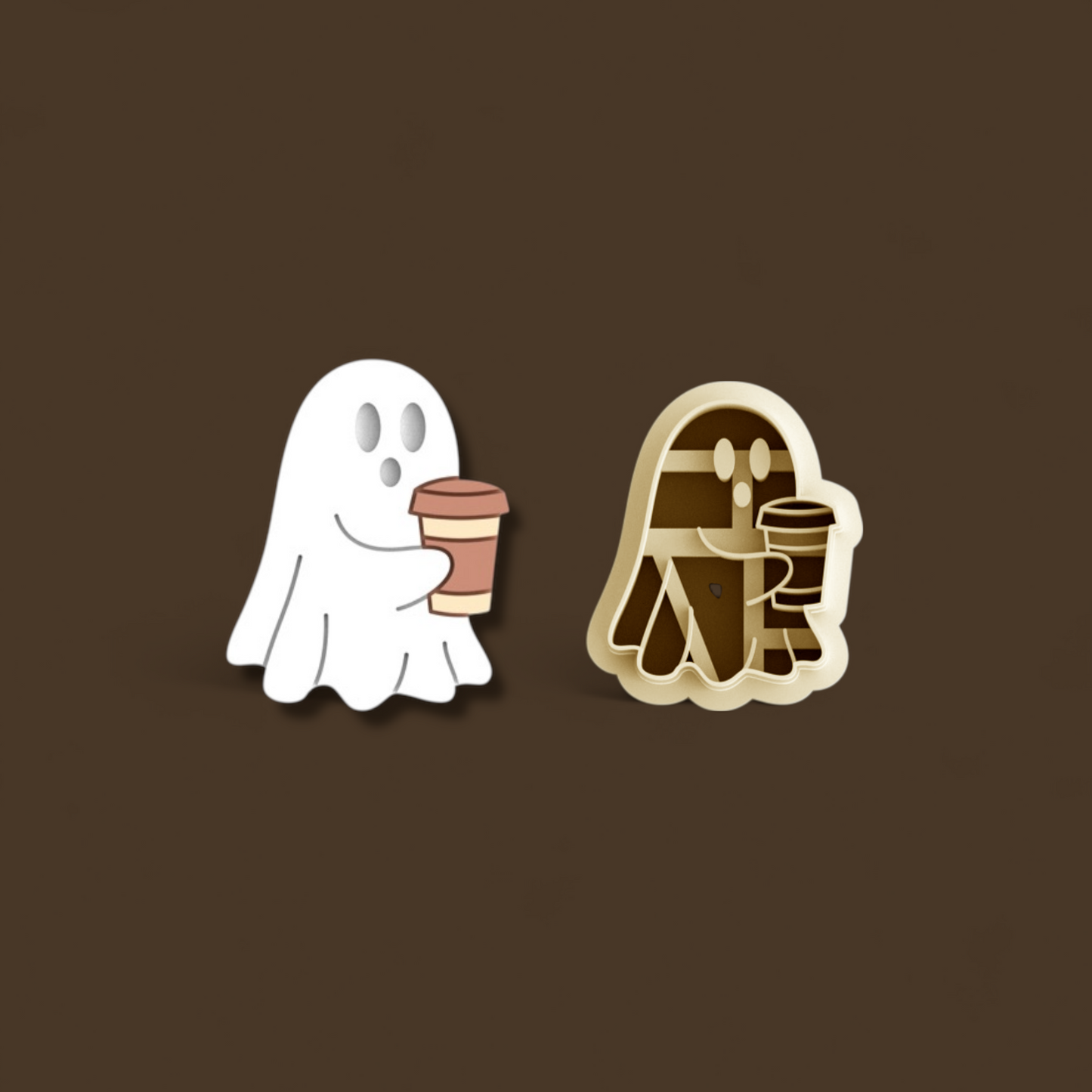 Ghost With Coffee Clay Cutter with 25mm sharp edge for precise clay sculpting made from high-grade PLA