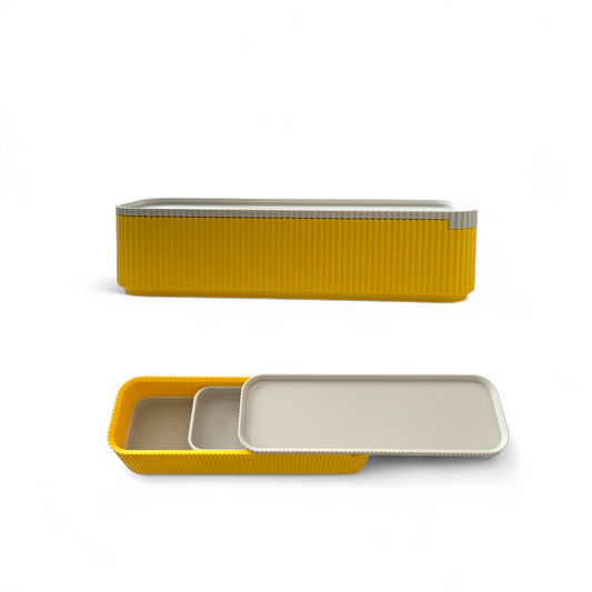 Yellow Pencil Case with Sliding Lid