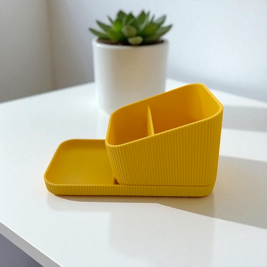 Desk Organiser with Tray Yellow