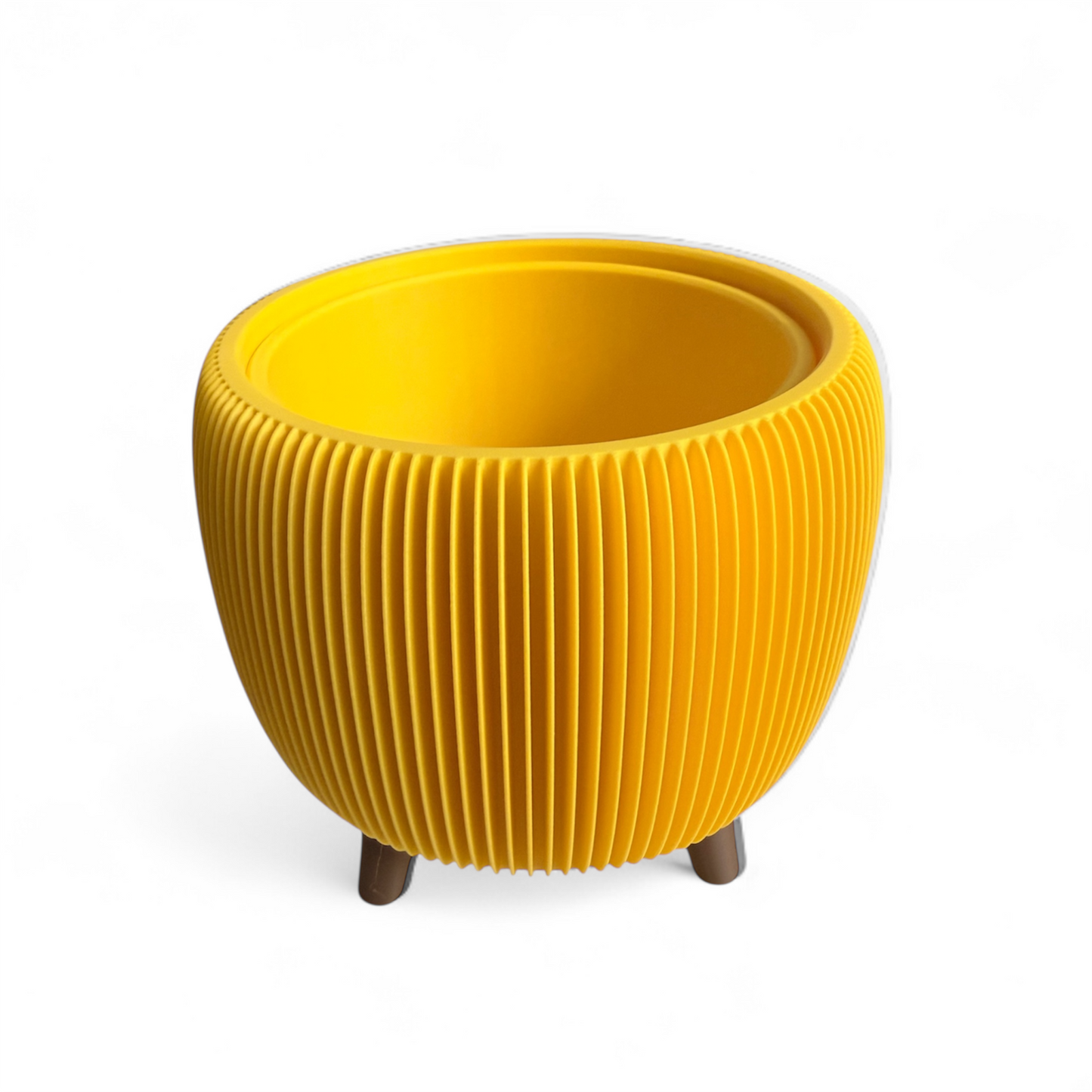 Retro Ribbed Planter - Yellow