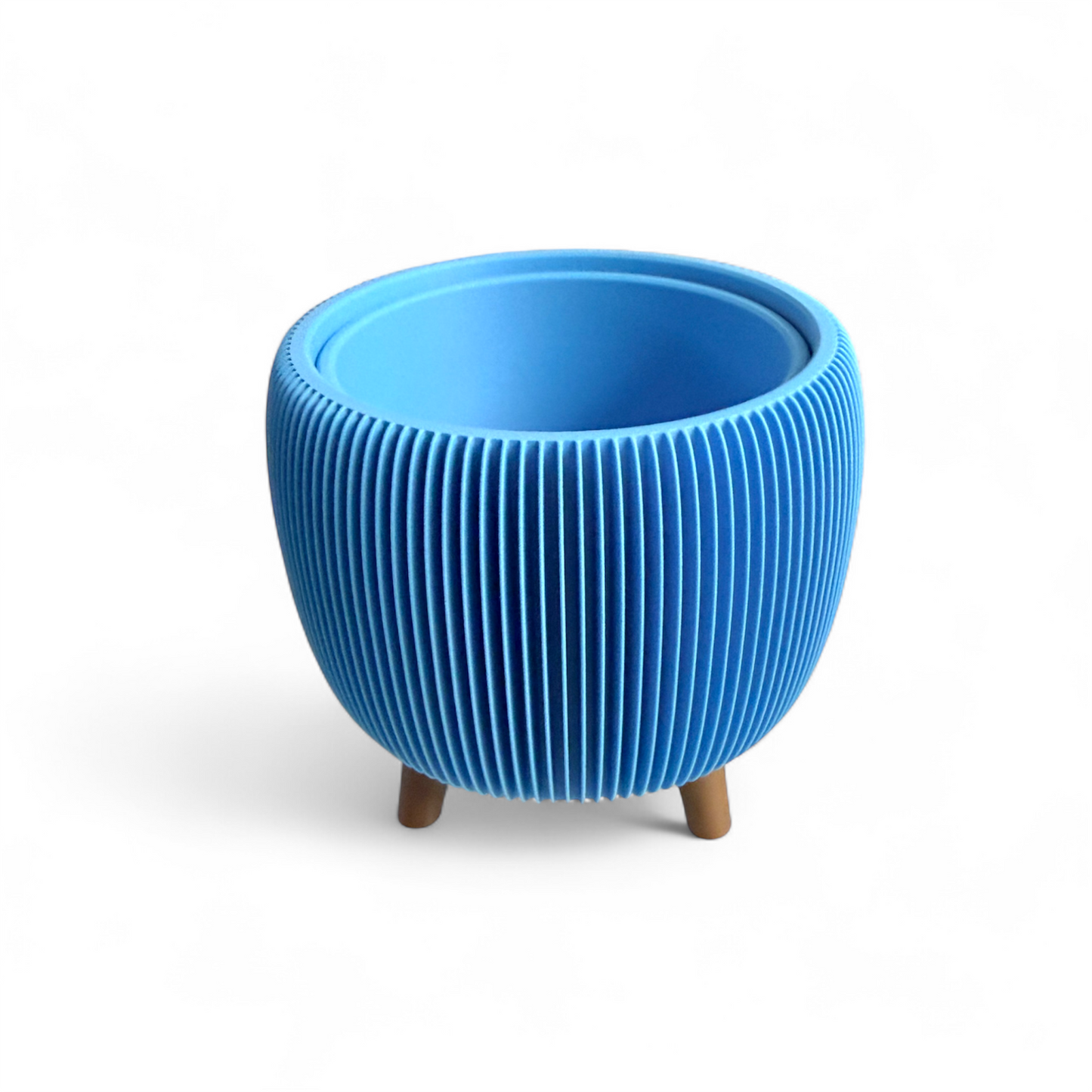 Retro Ribbed Planter - Sky