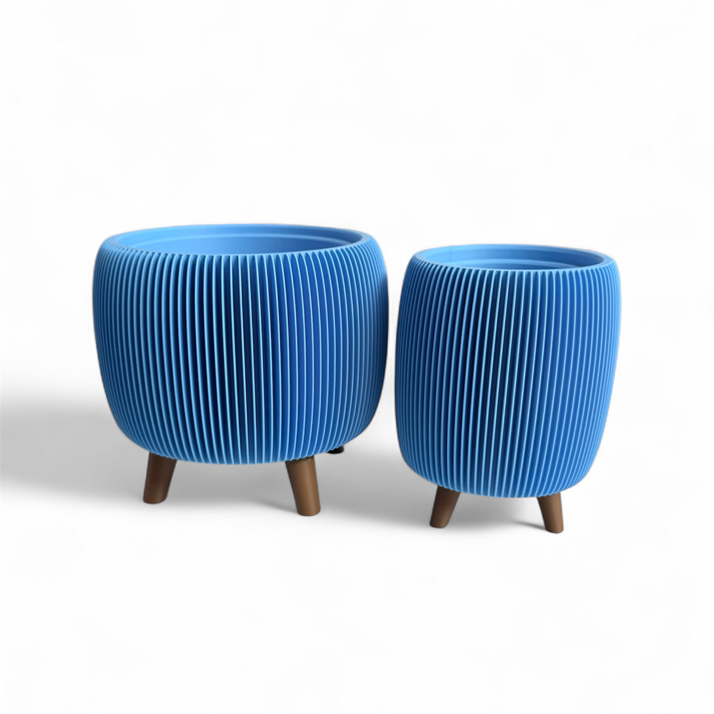 Retro Ribbed Planter - Sky