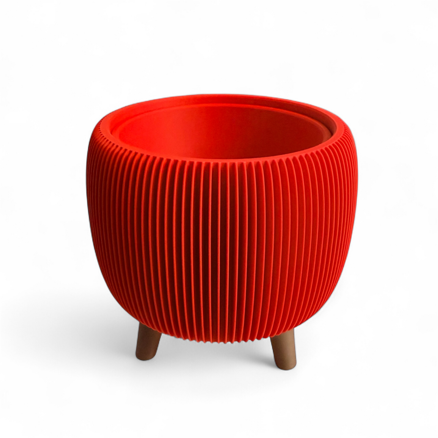 Retro Ribbed Planter - Red