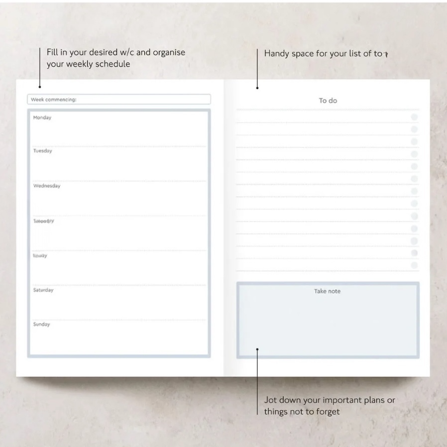 Undated Diary Planner "Perfectly Planned" | Week to View
