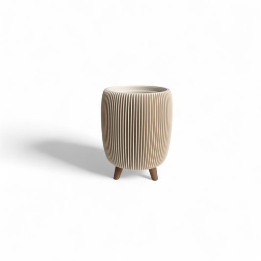 Retro Ribbed Small Planter - Bone