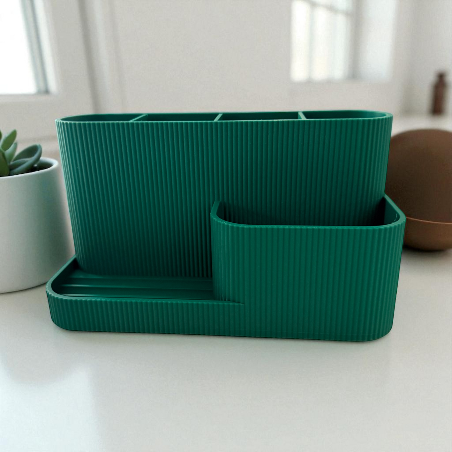 Desk Organiser/Phone Stand Winter Green Satin