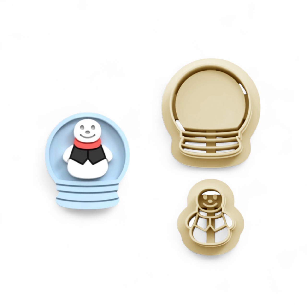 Snowman Globe Clay Cutter 25mm with sharp edge for precise polymer clay crafting