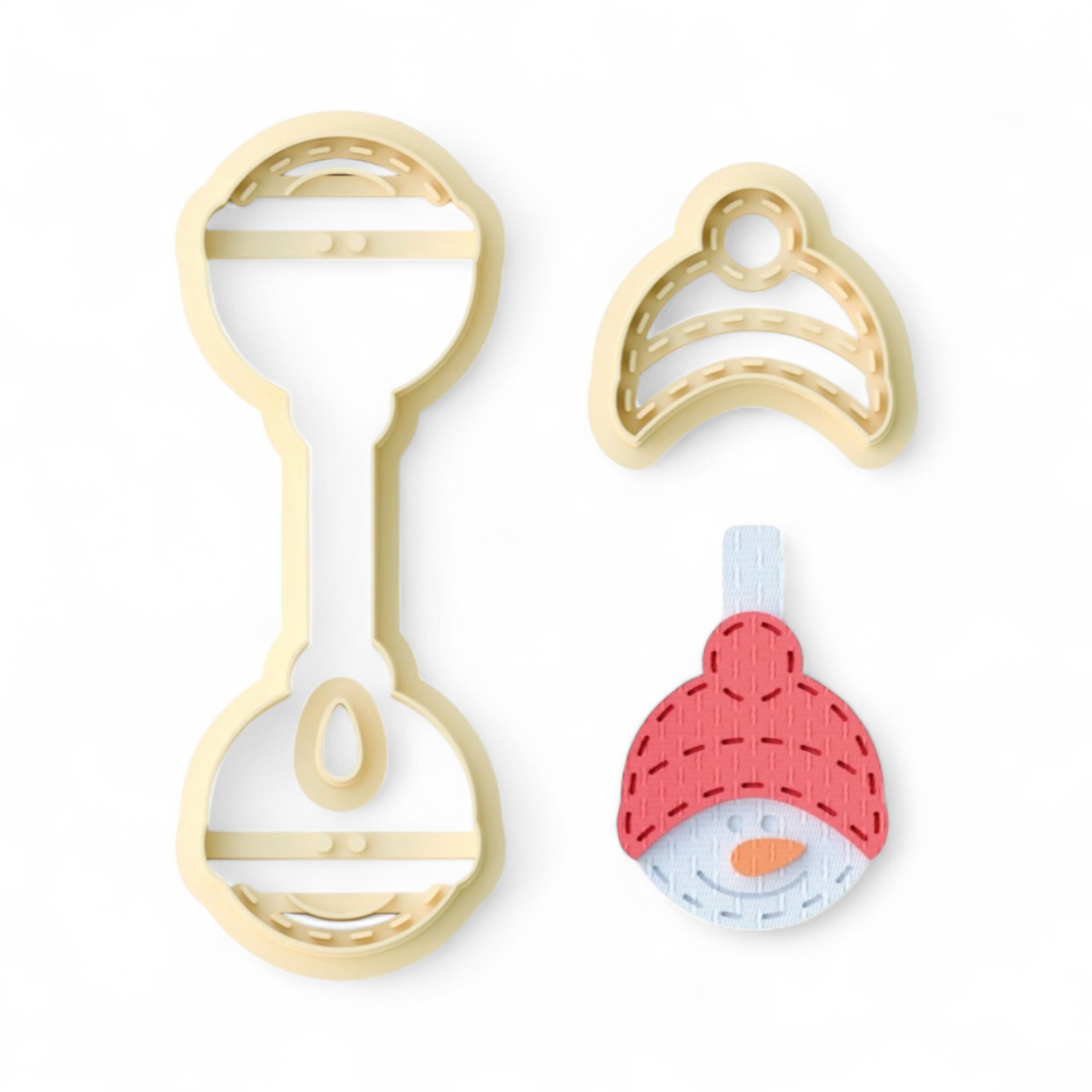 Snowman keychain cutter 45mm high-grade PLA UK-made sharp edge for polymer clay crafting