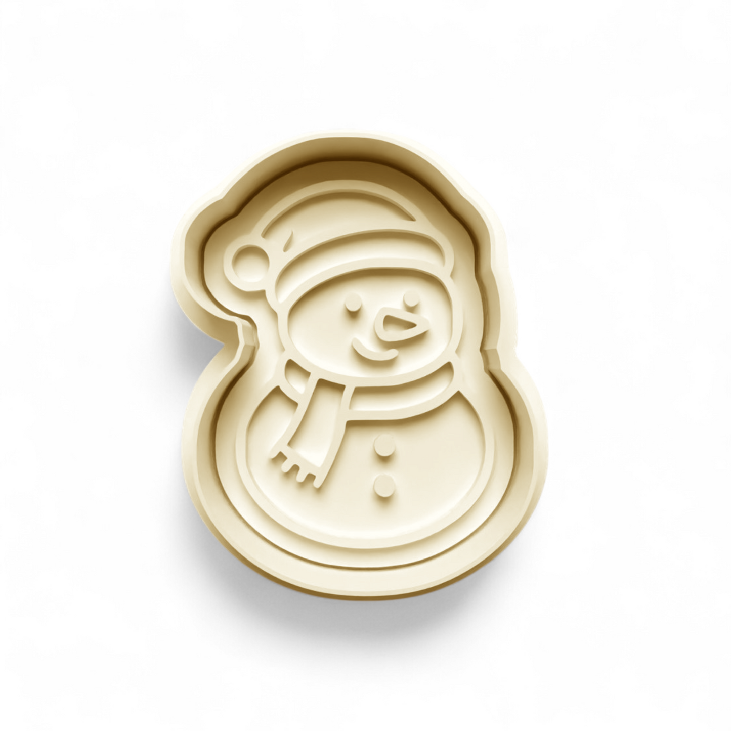 Snowman cookie cutter for festive dough shaping and imprinting