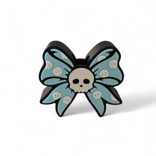 Straw Topper - Blue Bow Skeleton