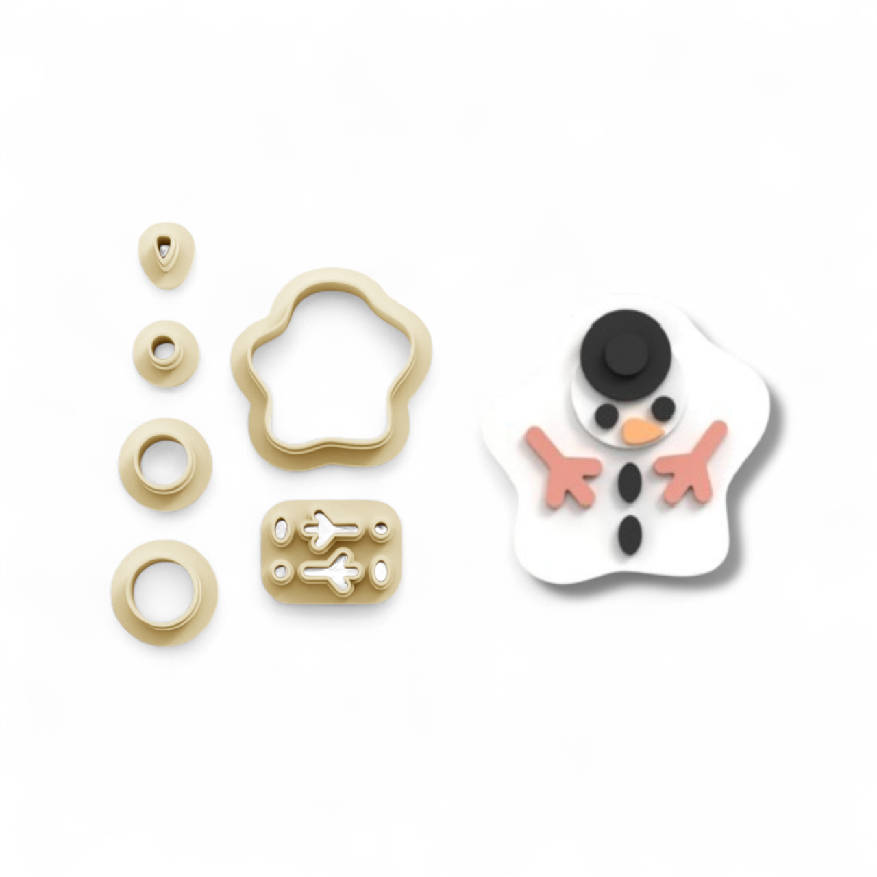 Melted Snowman Cutter 25mm high-grade PLA festive crafting tool set