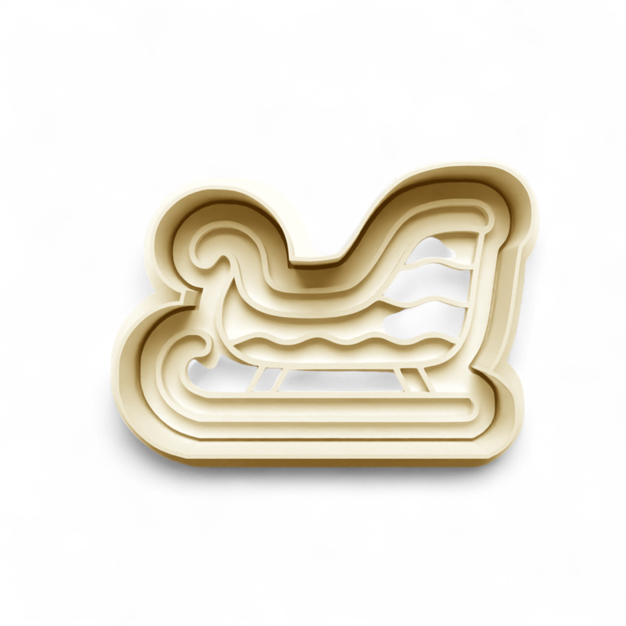 Sleigh Cookie Fondant Cutter for festive holiday cookies with detailed sleigh design