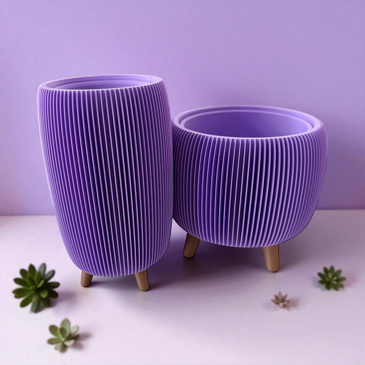 RETRO RIBBED HIGH PLANTER MATTE LAVENDER