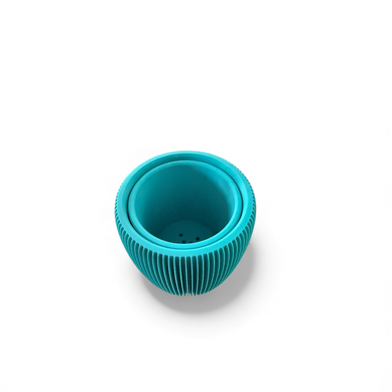 RETRO RIBBED SMALL PLANTER TURQUOISE SATIN