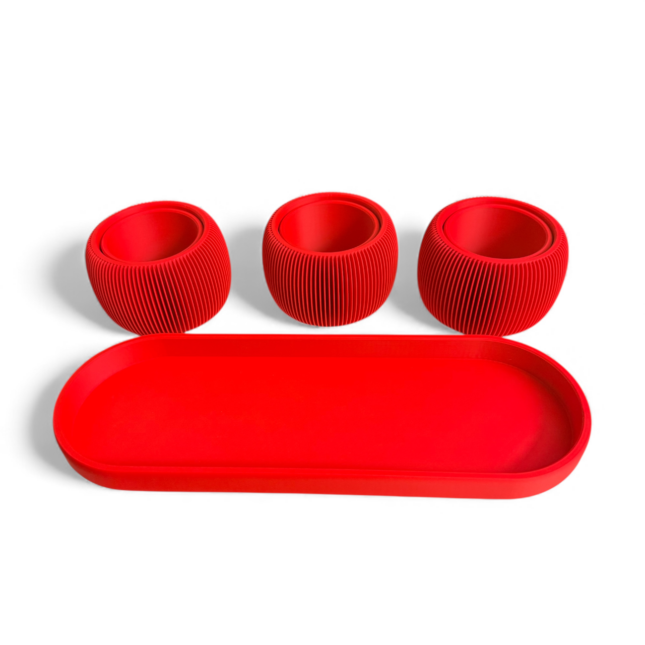 MINI TRIO PLANTERS MATTE RED
