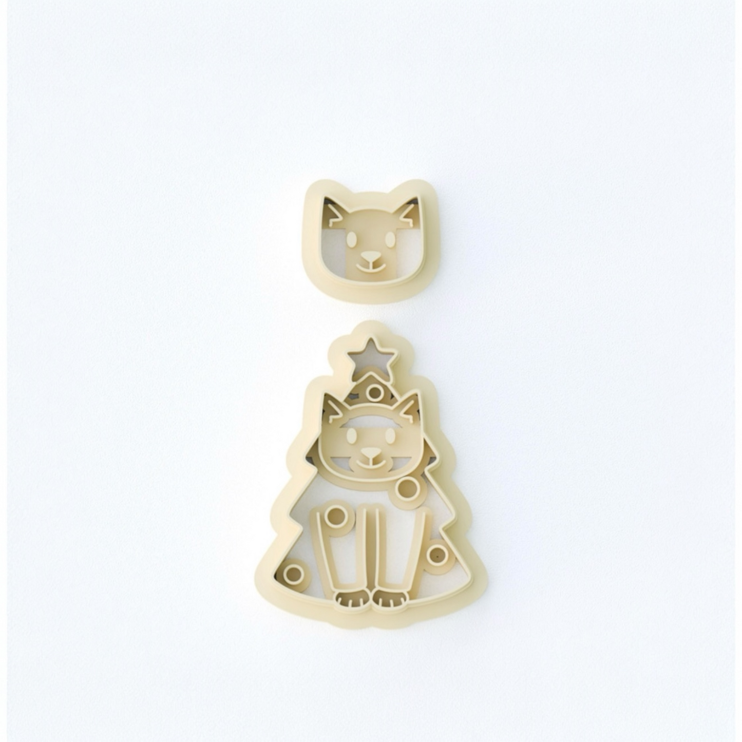 Cat in Christmas tree cutter 30mm high-grade PLA craft tool with cat face design
