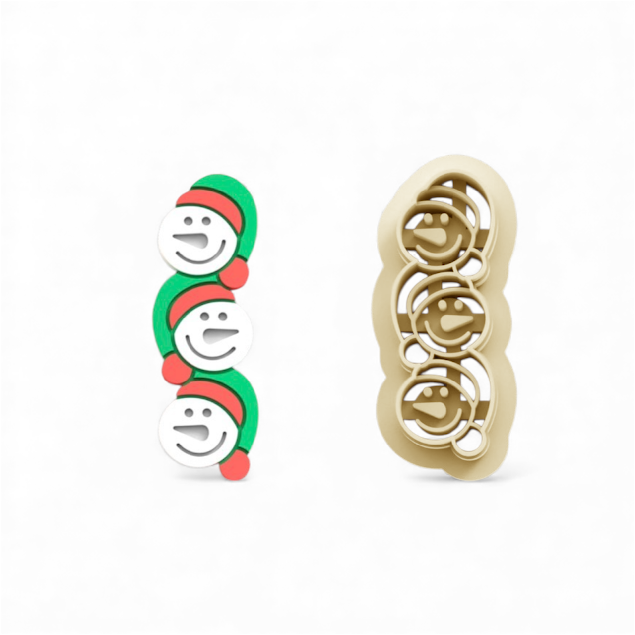 Triple Snowman Cutter 35mm made of high-grade PLA for precise festive crafting