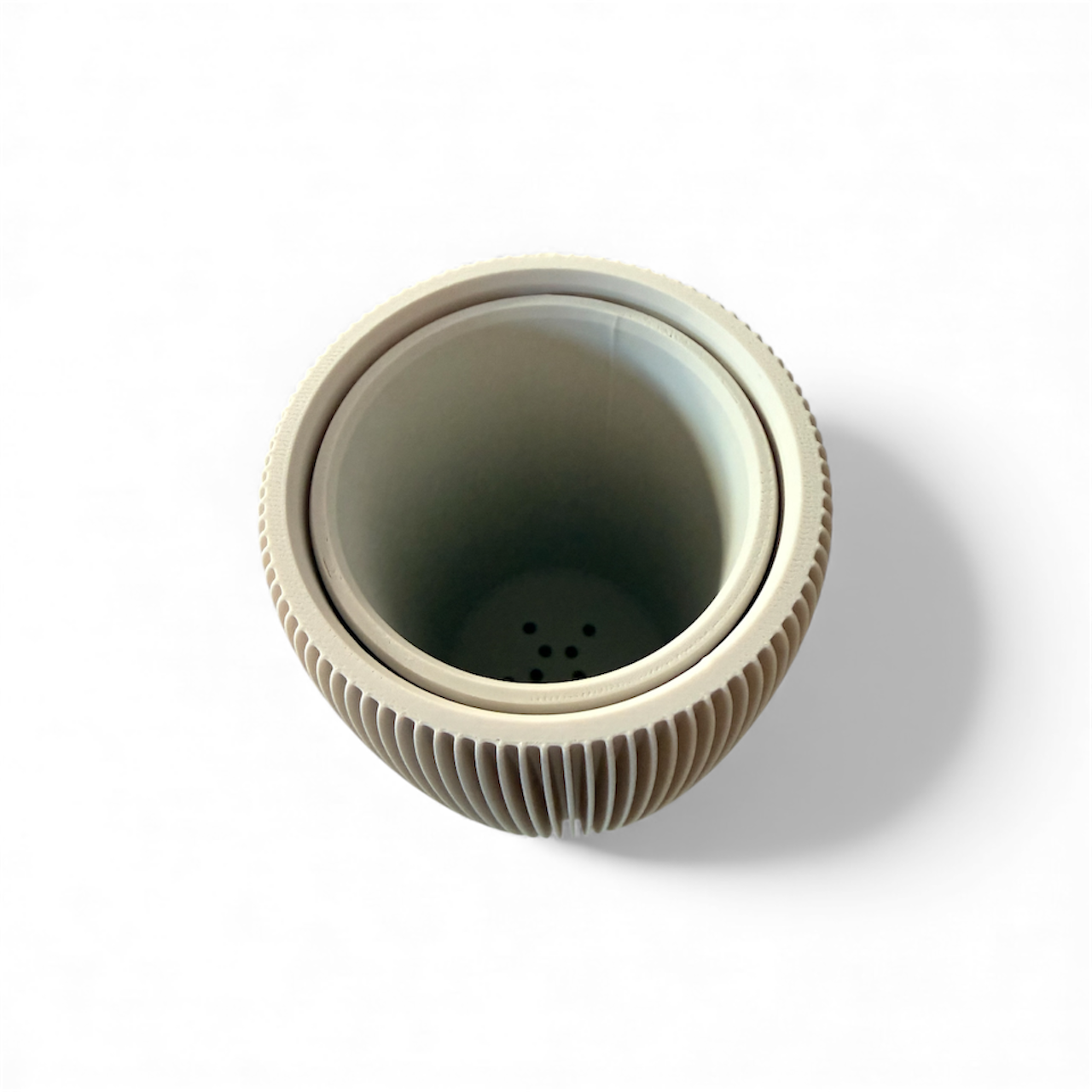 RETRO RIBBED HIGH PLANTER MATTE BONE