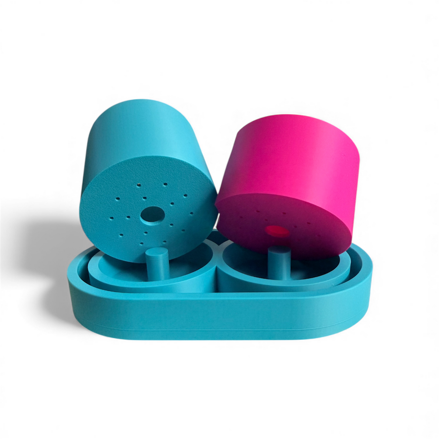 Overlapping Brights Double Planter Turquoise/Raspberry Pink
