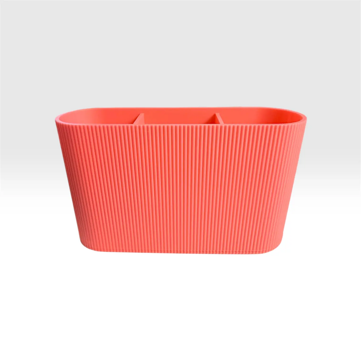 Vintage pink desk organiser with sticky note holder and multiple compartments for stationery