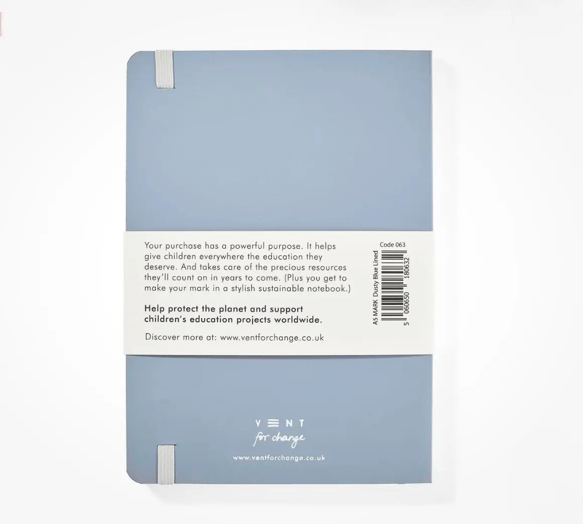 DUSTY BLUE RECYCLED LEATHER NOTEBOOK A5 Millees