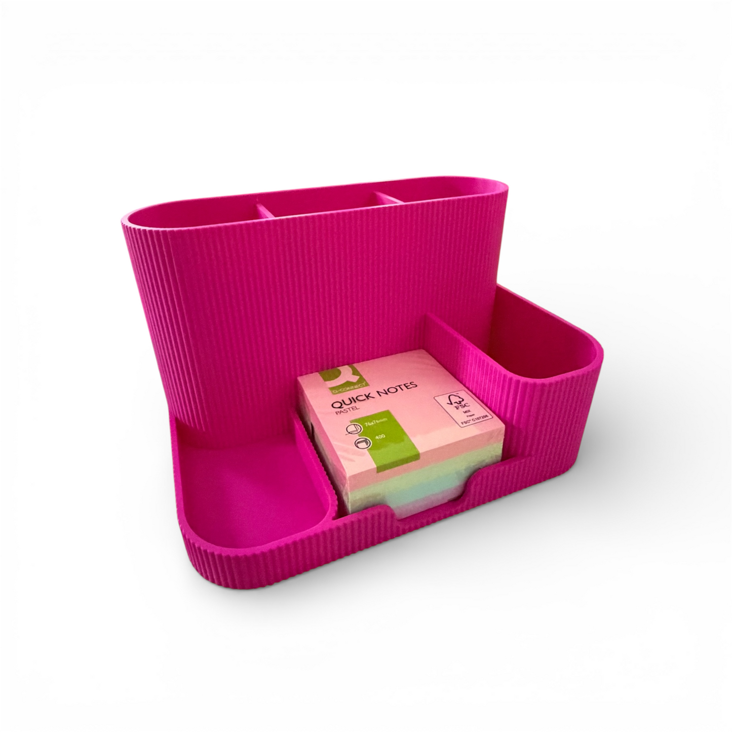 DESK ORGANISER/STICKY NOTE HOLDER RASPBERRY