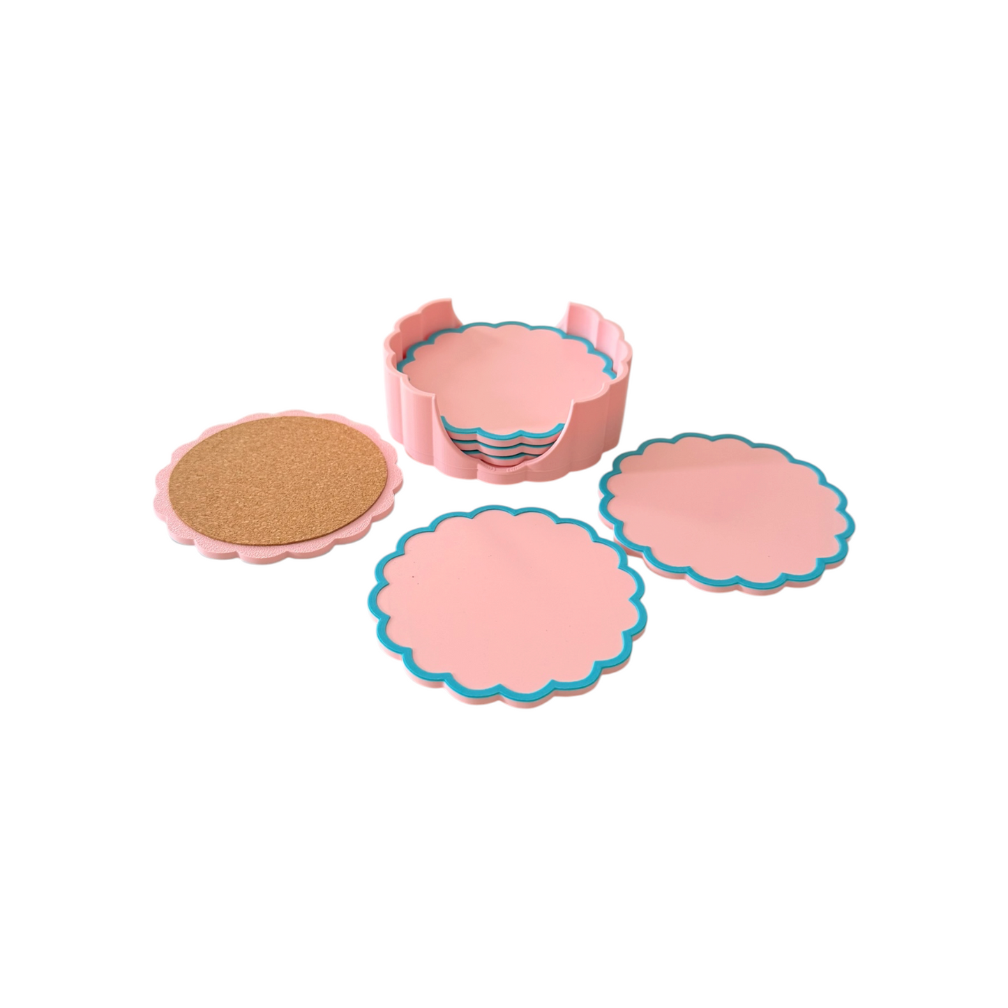 RETRO SCALLOPED COASTER SET MILKSHAKE PINK