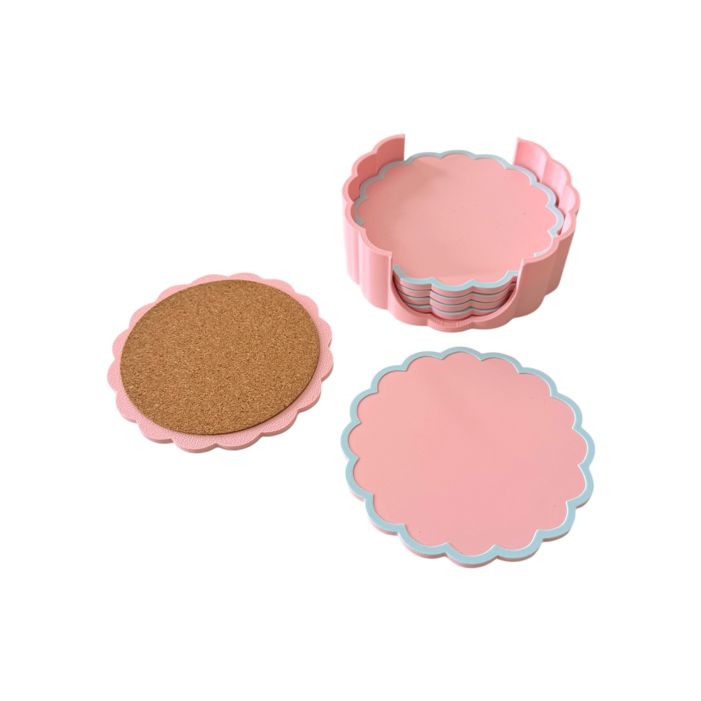 RETRO SCALLOPED COASTER SET MILKSHAKE/BLUE
