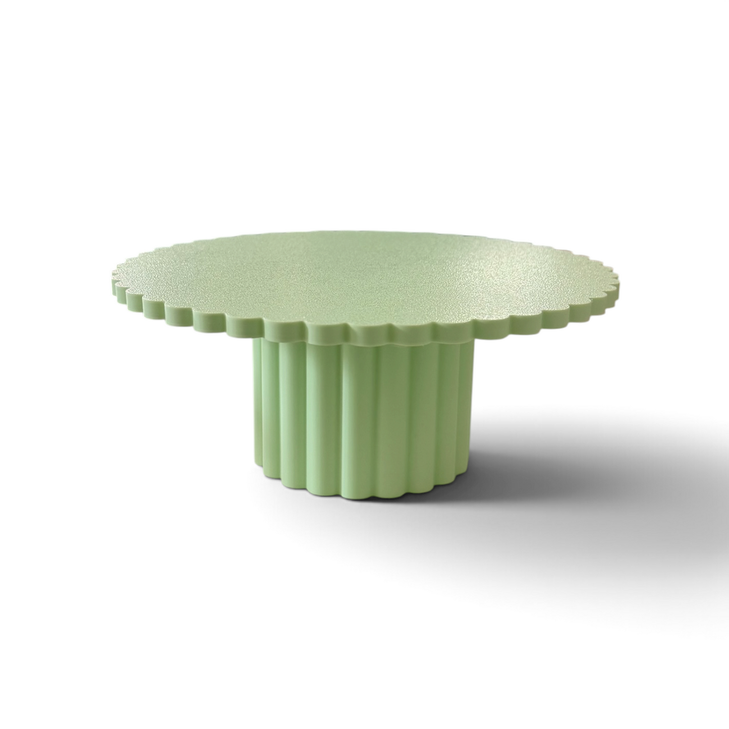 SCALLOPED EDGE CAKE STAND PASTEL GREEN