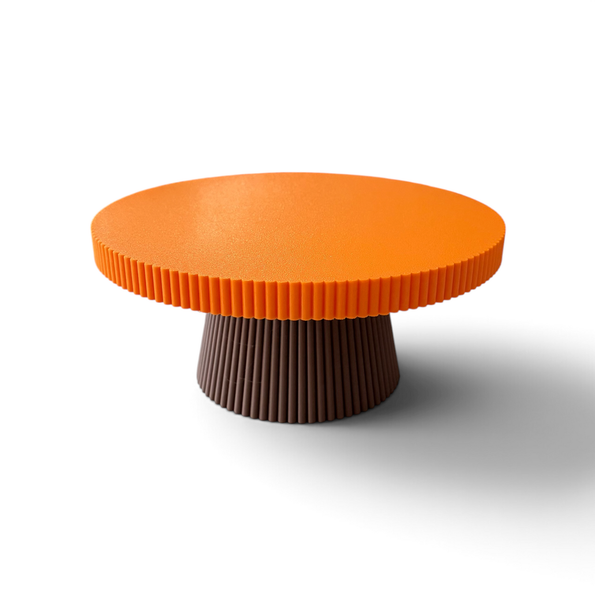 Modern round cake stand in pumpkin colour