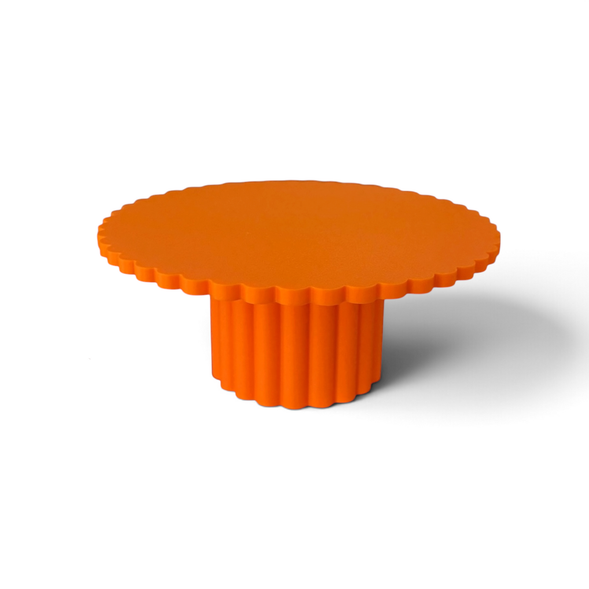 SCALLOPED EDGE CAKE STAND PUMPKIN ORANGE