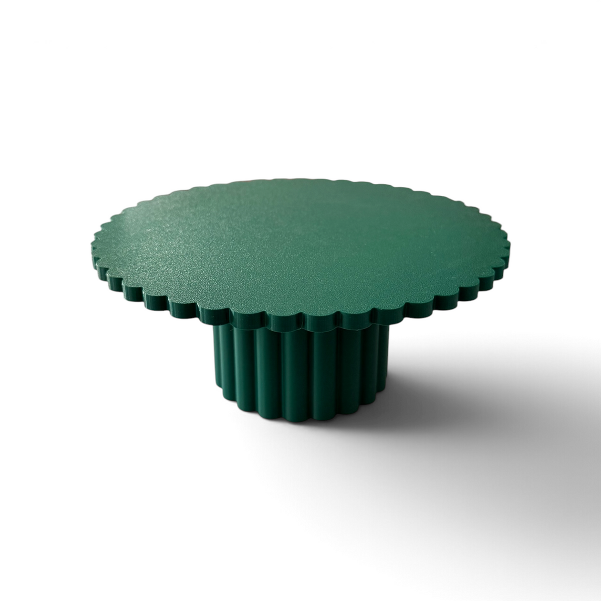 SCALLOPED EDGE CAKE STAND WINTER GREEN
