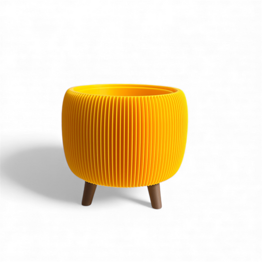 RETRO RIBBED PLANTER BRIGHT SUNFLOWER SATIN