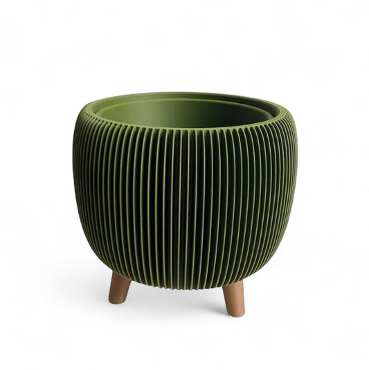 RETRO RIBBED PLANTER OLIVE MEDIUM