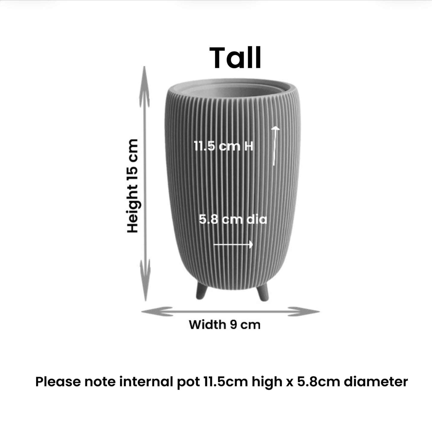 RETRO RIBBED PLANTER ROYAL SATIN TALL